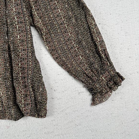 Isabel‎ Marant Blouse 42 Sheer Peasant Boho Wita Smocked Silk Top Prairie - Picture 4 of 16